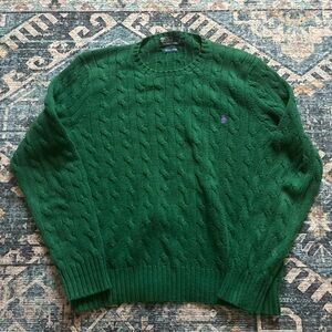 Polo by Ralph Lauren green Pima cotton XL cable knit crewneck
